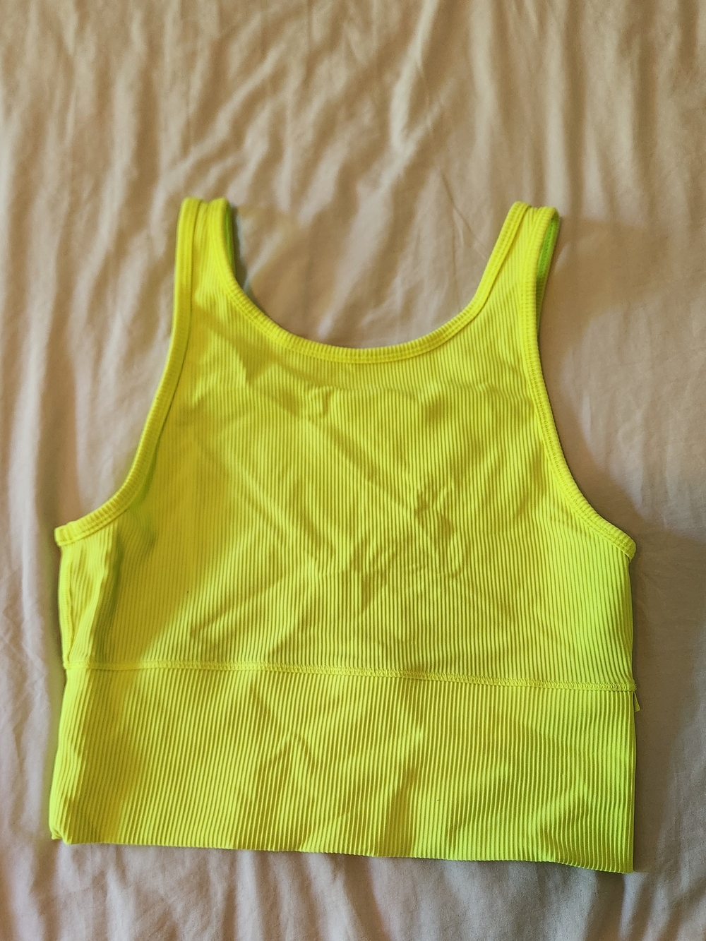 Lululemon Power Pivot Reversible Neon Yellow Ribbed Tank Crop Top